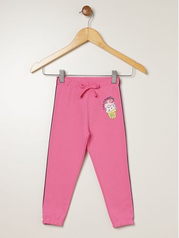 Calça Moletom Jogger Infantil Para Menina - ROSA