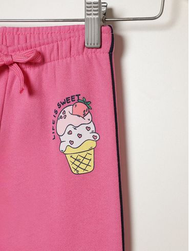 Calça Moletom Jogger Infantil Para Menina - ROSA