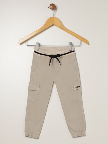 Calça Sarja Cargo Infantil Para Menino - BEGE