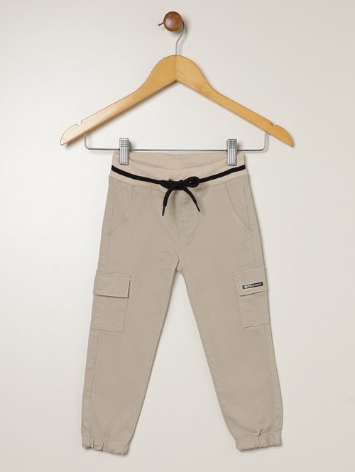Calça Sarja Cargo Infantil Para Menino - BEGE