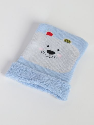 Conjunto Meia+Luva Infantil Para Bebê- Azul