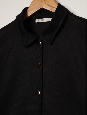 Casaco Suede Sarjado Plus Size Feminino PRETO