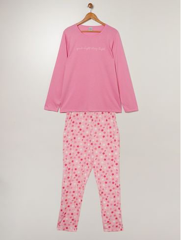 Pijama Longo Plus Size Feminino ROSA