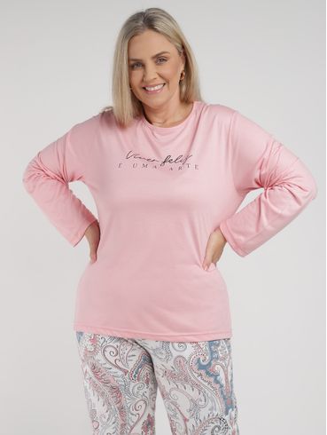 Pijama Longo Plus Size Feminino SALMAO
