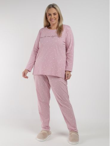 Pijama Longo Plus Size Feminino ROSA