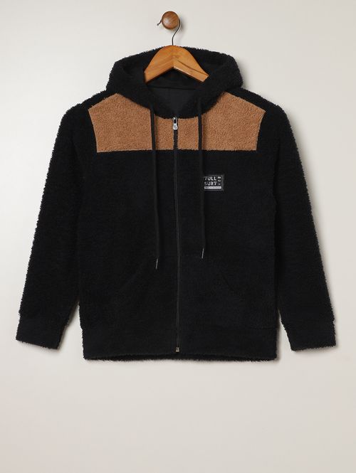 Jaqueta Moletom Juvenil Para Menino - PRETO/BEGE
