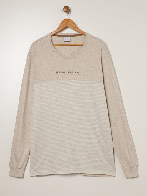 Camiseta Manga Longa Gangster Plus Size Masculina OFF WHITE