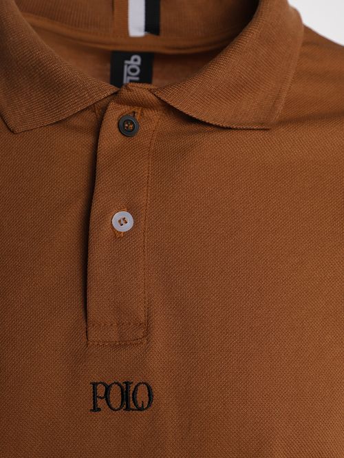 Polo Piquet Manga Longa Masculina CARAMELO