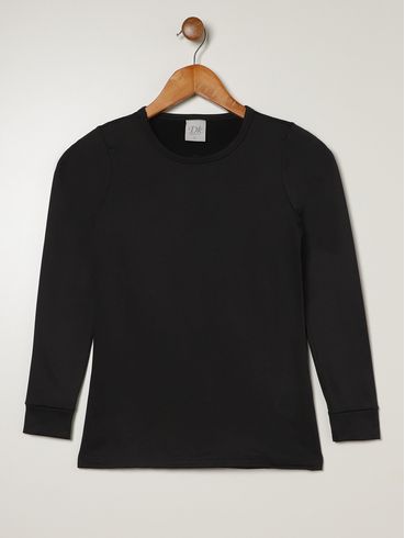Blusa Térmica Juvenil Para Menina - PRETO