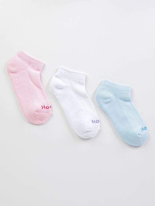 Kit Meias Cano Curto Feminino BRANCO/ROSA/AZUL