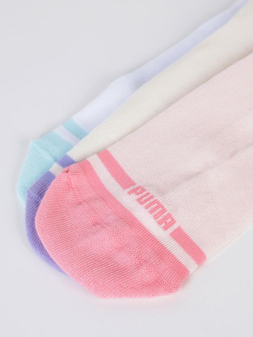 Kit com 03 Meias Cano Médio Puma Feminina BEGE/BRANCO/ROSA