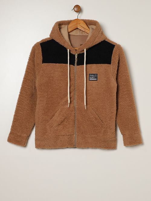 Jaqueta Moletom Juvenil Para Menino - BEGE/PRETO