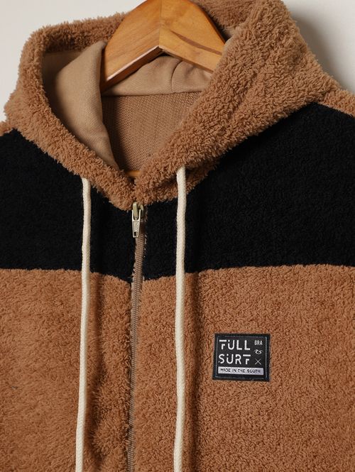 Jaqueta Moletom Juvenil Para Menino - BEGE/PRETO