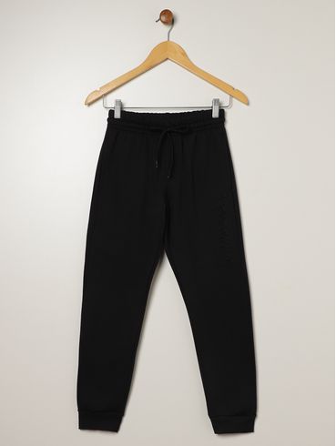 Calça Moletom Com Punho Juvenil Para Menino - PRETO