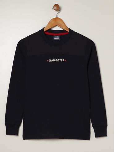 Camiseta Manga Longa Juvenil Para Menino - MARINHO