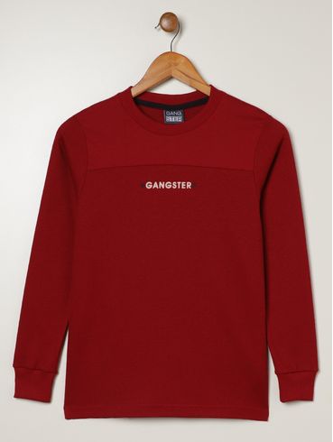 Camiseta Manga Longa Juvenil Para Menino - VINHO