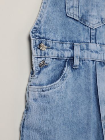 Jardineira Wide Leg Juvenil Para Menina - AZUL