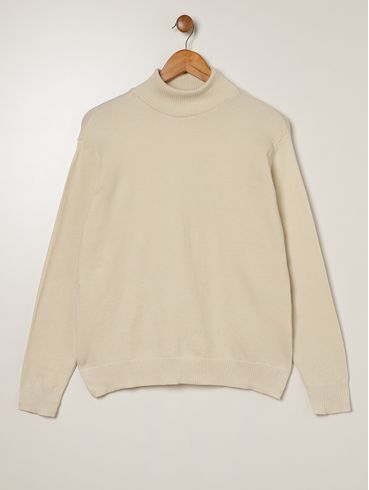 Blusa de Tricot Gola Alta Plus Size Feminina AREIA