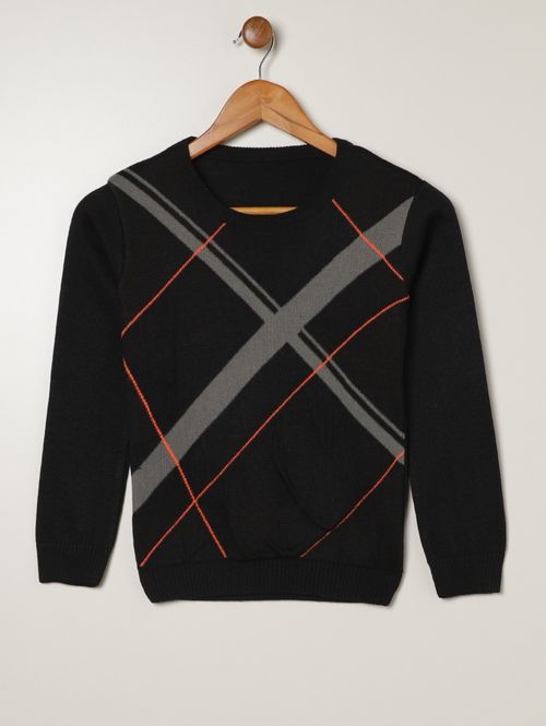Blusão Tricot Juvenil Para Menino - PRETO/GRAFITE/LARANJA