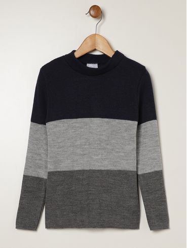 Blusão Tricot Manga Longa Juvenil Para Menino - MARINHO
