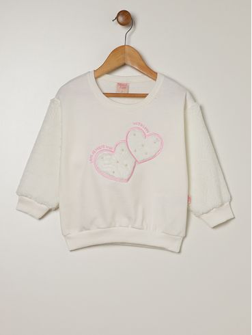 Moletom Infantil Para Menina - OFF WHITE