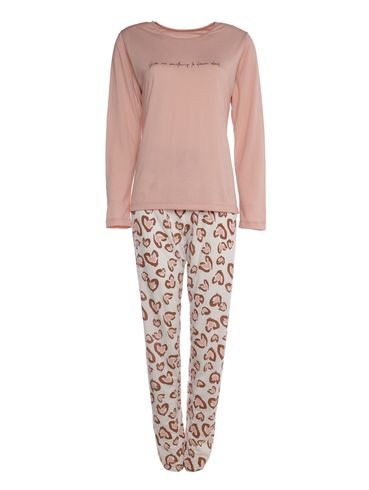 Pijama Longo Feminino ROSE/BEGE