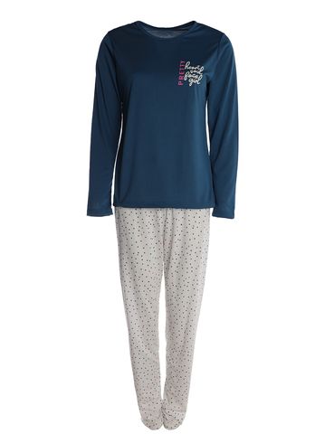 Pijama Longo Feminino AZUL/OFF WHITE
