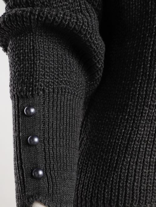 Blusão Tricot Bicolor Gola Alta Feminino CINZA