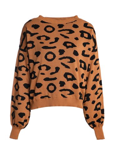 Blusa Tricot Animal Print Feminina MARROM