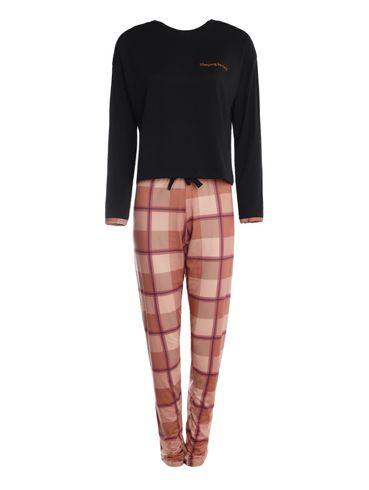 Pijama Suede Xadrez Feminino PRETO