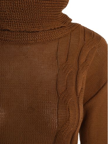 Blusão Tricot Gola Rolê Feminino MARROM