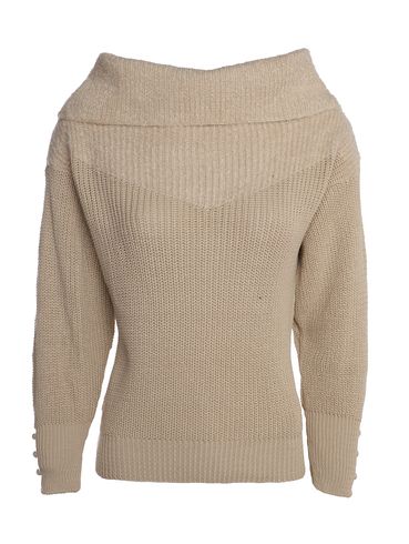 Blusão Tricot Bicolor Gola Alta Feminino AREIA