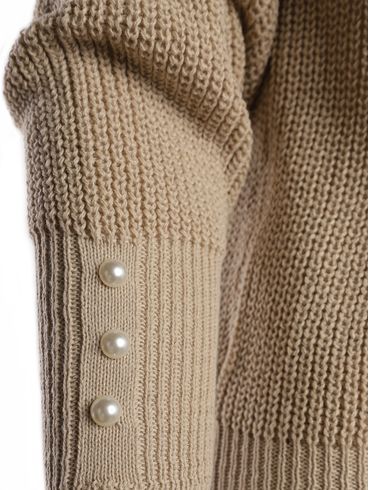 Blusão Tricot Bicolor Gola Alta Feminino AREIA