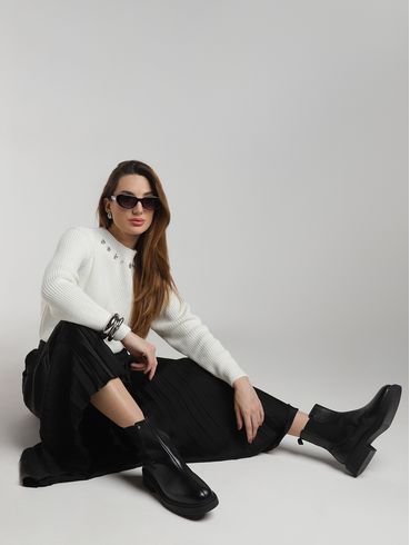 Saia Midi Autentique Feminina PRETO