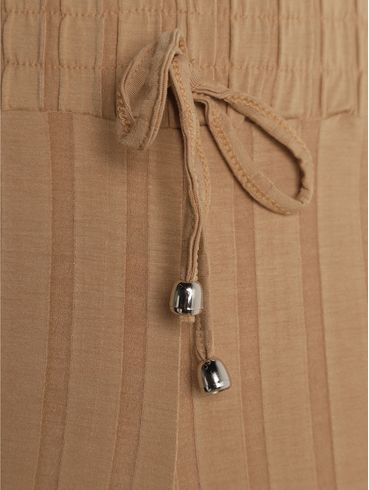 Calça Canelada Pantalona Autentique Feminina BEGE