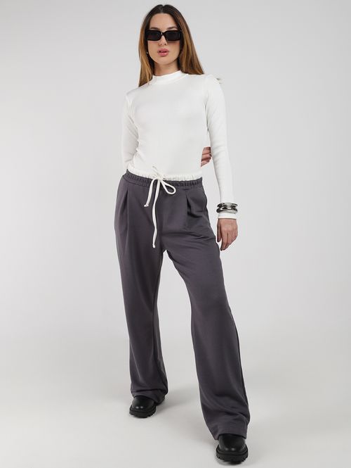 Calça Moletom Wide Leg Autentique Feminina CINZA
