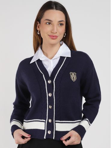 Casaqueto com Sobreposição Eagle Rock Feminino MARINHO