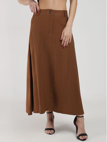 Saia Midi Evasê Feminina MARROM