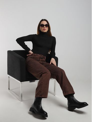 Calça Jeans Reta Marmorizada Autentique Feminina VERMELHO