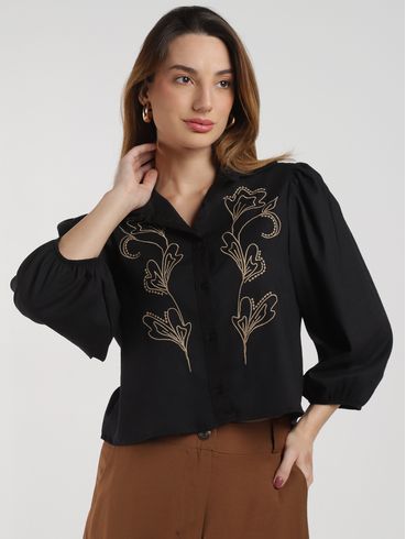 Camisa Linho Autentique Feminina PRETO