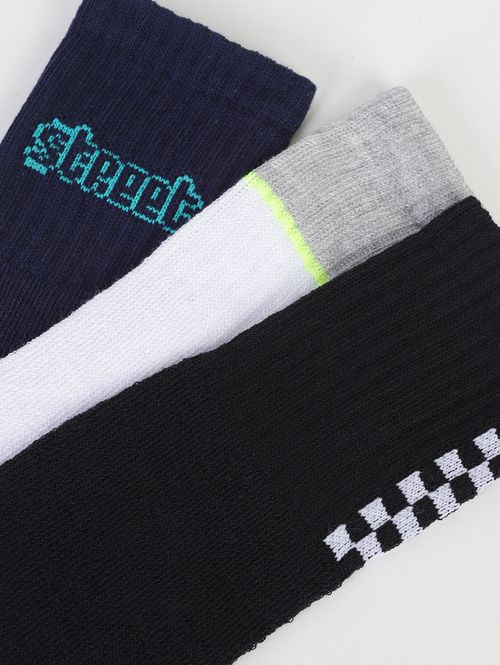 Kit 03 Meias Esportivas Selene Masculinas Branco/Marinho/Preto