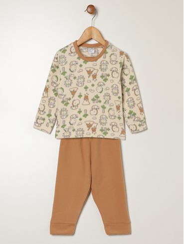 Pijama Longo Infantil Para Bebê - BEGE