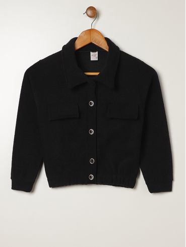 Blusa Manga Longa Juvenil Para Menina - PRETO