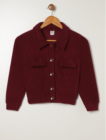 Blusa Manga Longa Juvenil Para Menina - BORDO