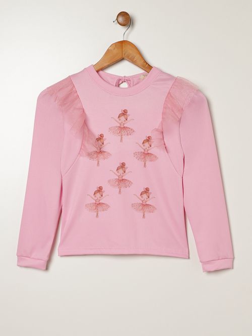 Blusa Manga Longa Juvenil Para Menina - ROSA
