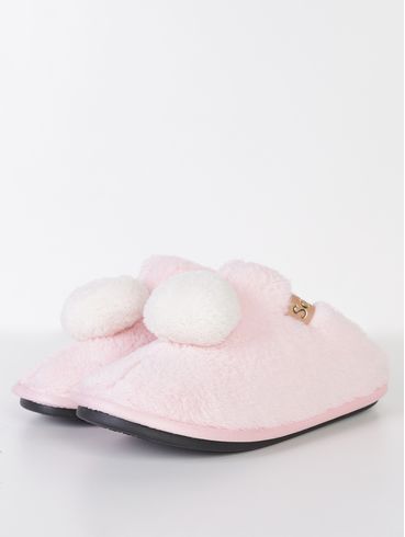Pantufa Plush Com Pompom Feminina ROSA