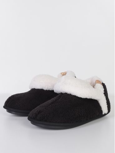 Pantufa Plush Feminina PRETO/BRANCO