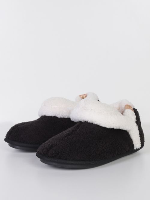 Pantufa Plush Feminina PRETO/BRANCO