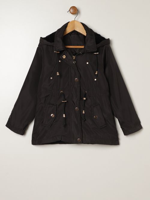 Casaco Parka Infantil Para Menina - PRETO