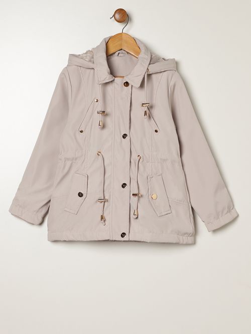 Casaco Parka Infantil Para Menina - BEGE
